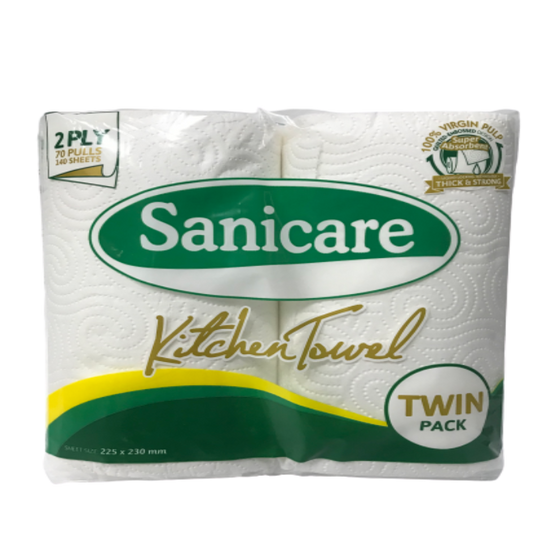 Sanicare Kitchen Towel Regular Twin 70Pulls, 2Ply