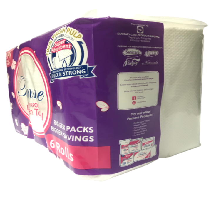 Femme Kitchen Towel ALL-PURPOSE 6Rolls, 75Pulls, 2Ply